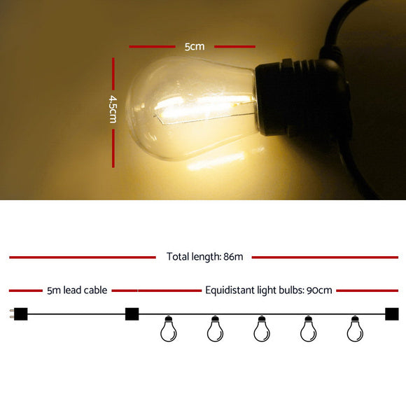 86m LED Festoon String Lights Christmas Decorations Wedding Party Outdoor Garden