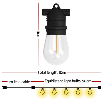 82m Festoon Lights Christmas Fairy String Lights Outdoor Party Garden Decor - 0