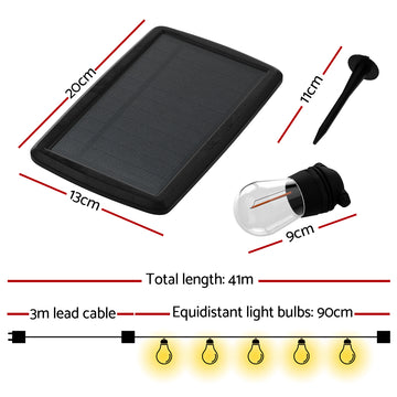 41m Solar Festoon Lights Outdoor LED String Light Christmas Party Decorations - 0