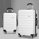 Wanderlite 2pcs Luggage Trolley Travel Suitcase Set TSA Hard Shell Case Strap White-8