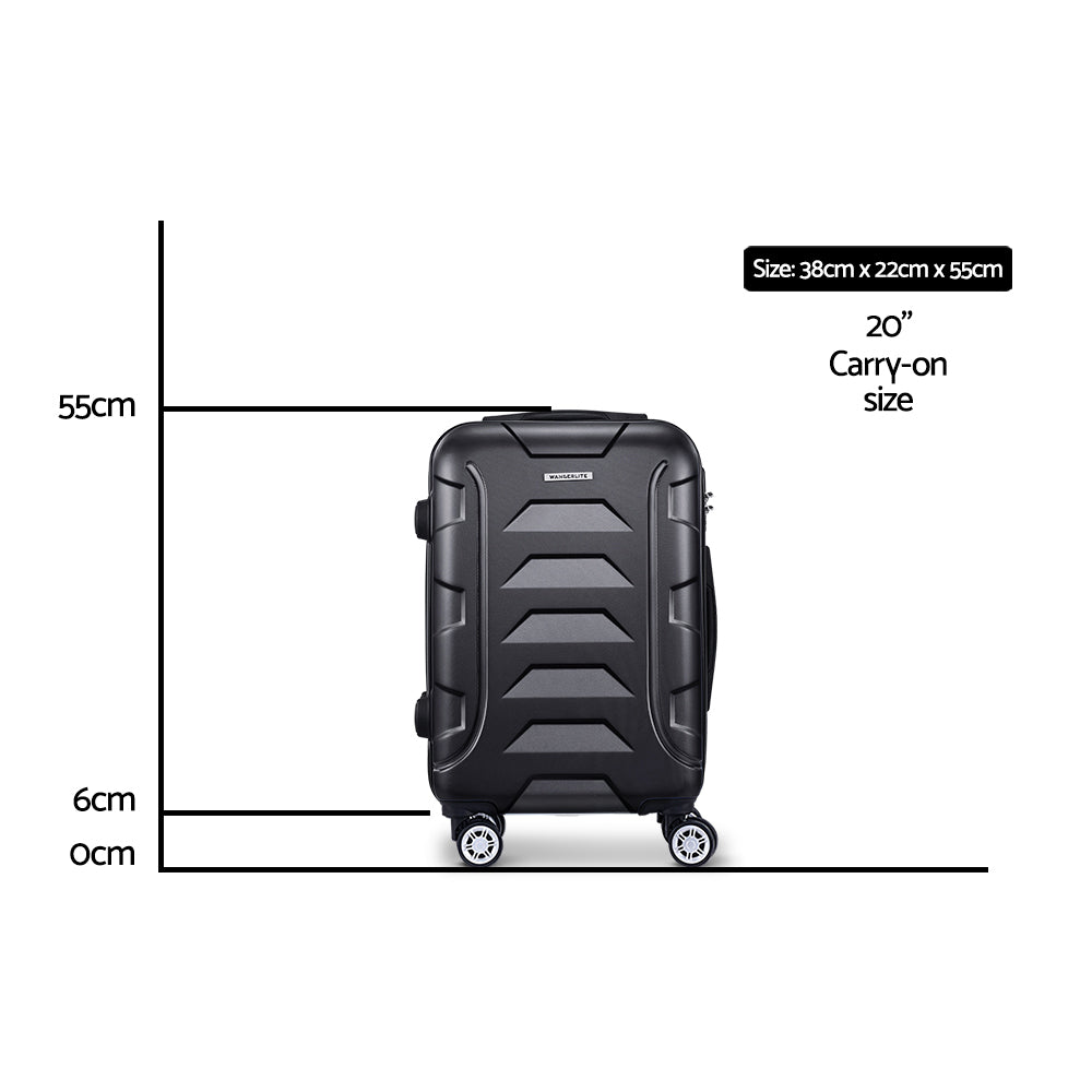 Wanderlite 20" 55cm Luggage Trolley Travel Suitcase Set Hard Case Lightweight Strap - 0