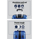Wanderlite 3pc Luggage Trolley Travel Suitcase Set TSA Hard Shell Case Strap Blue-4