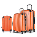 Wanderlite 3pc Luggage Trolley Travel Set Suitcase Carry On TSA Lock Hard Case Lightweight Orange-1