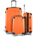 Wanderlite 3pc Luggage Trolley Travel Set Suitcase Carry On TSA Lock Hard Case Lightweight Orange-3
