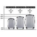 Wanderlite 3pc Luggage Trolley Travel Set Suitcase Carry On TSA Lock Hard Case Lightweight Silver-2