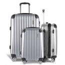 Wanderlite 3pc Luggage Trolley Travel Set Suitcase Carry On TSA Lock Hard Case Lightweight Silver-3