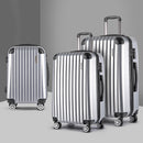 Wanderlite 3pc Luggage Trolley Travel Set Suitcase Carry On TSA Lock Hard Case Lightweight Silver-7