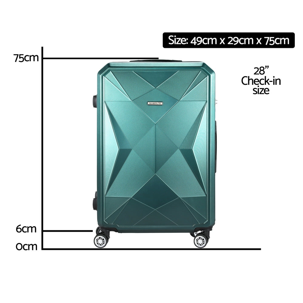 Wanderlite 28" 75cm Luggage Trolley Travel Suitcase Carry On Storage TSA Hardshell Atrovirens - 0