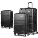 Wanderlite 3pc Luggage Trolley Set Suitcase Travel TSA Carry On Hard Case Lightweight Black-1