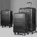 Wanderlite 3pc Luggage Trolley Set Suitcase Travel TSA Carry On Hard Case Lightweight Black-8