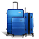 Wanderlite 3pc Luggage Trolley Set Suitcase Travel TSA Carry On Hard Case Lightweight Blue-3