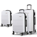 Wanderlite 3pc Luggage Trolley Set Suitcase Travel TSA Carry On Hard Case Lightweight White-1