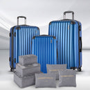 Wanderlite 3pcs LuggageTrolley Set Travel Suitcase Storage Organiser Carry On Hard Case TSA Lightweight Blue-8