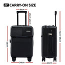 Wanderlite 20" Luggage Suitcase Front Pocket Travel Carry On TSA Black-2