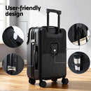 Wanderlite 20" Luggage Suitcase Front Pocket Travel Carry On TSA Black-5