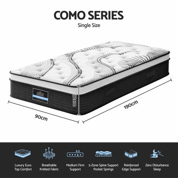 Giselle Bedding 32cm Mattress Euro Top Single - 0