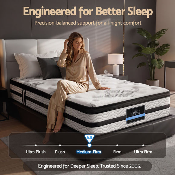 Giselle Bedding 34cm Mattress Euro Top Pocket Spring King Single