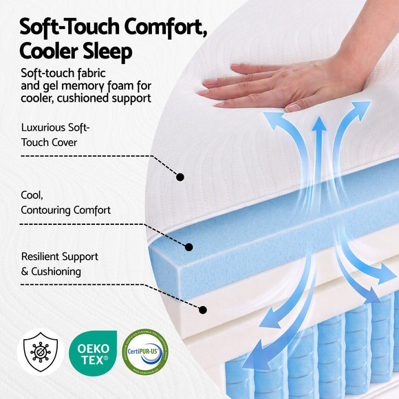 Giselle 25cm Double Hybrid Mattress Soft Knitted Fabric Edge Support Gel Foam