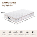 Giselle 30cm King Single Spring Mattress Tencel Cover 5-Zone Firm Back Support-1