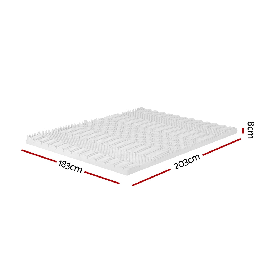 Giselle Bedding Memory Foam Mattress Topper 7-Zone Airflow Pad 8cm King White - 0