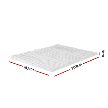 Giselle Bedding Memory Foam Mattress Topper 7-Zone Airflow Pad 8cm King White - 0