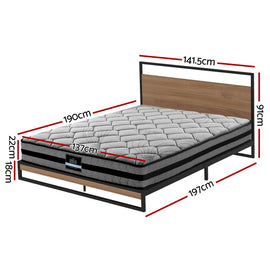Artiss  Metal Bed Frame Double Size Beds Platform with Mattress - 0
