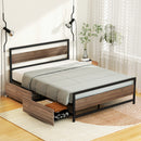 Artiss Bed Frame Double Size Metal Frame with 2 Drawers DREW-1