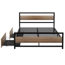 Artiss Bed Frame Queen Size Metal Frame with 2 Drawers DREW-3