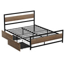 Artiss Bed Frame Queen Size Metal Frame with 2 Drawers DREW-8