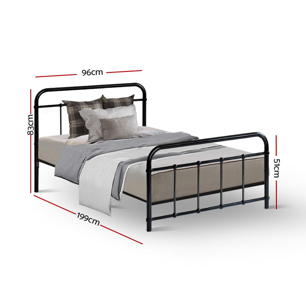 Artiss Bed Frame Metal Frames LEO - Single (Black) - 0