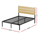 Artiss Bed Frame Double Size Metal Base Mattress Platform Foundation Black PAULA-2