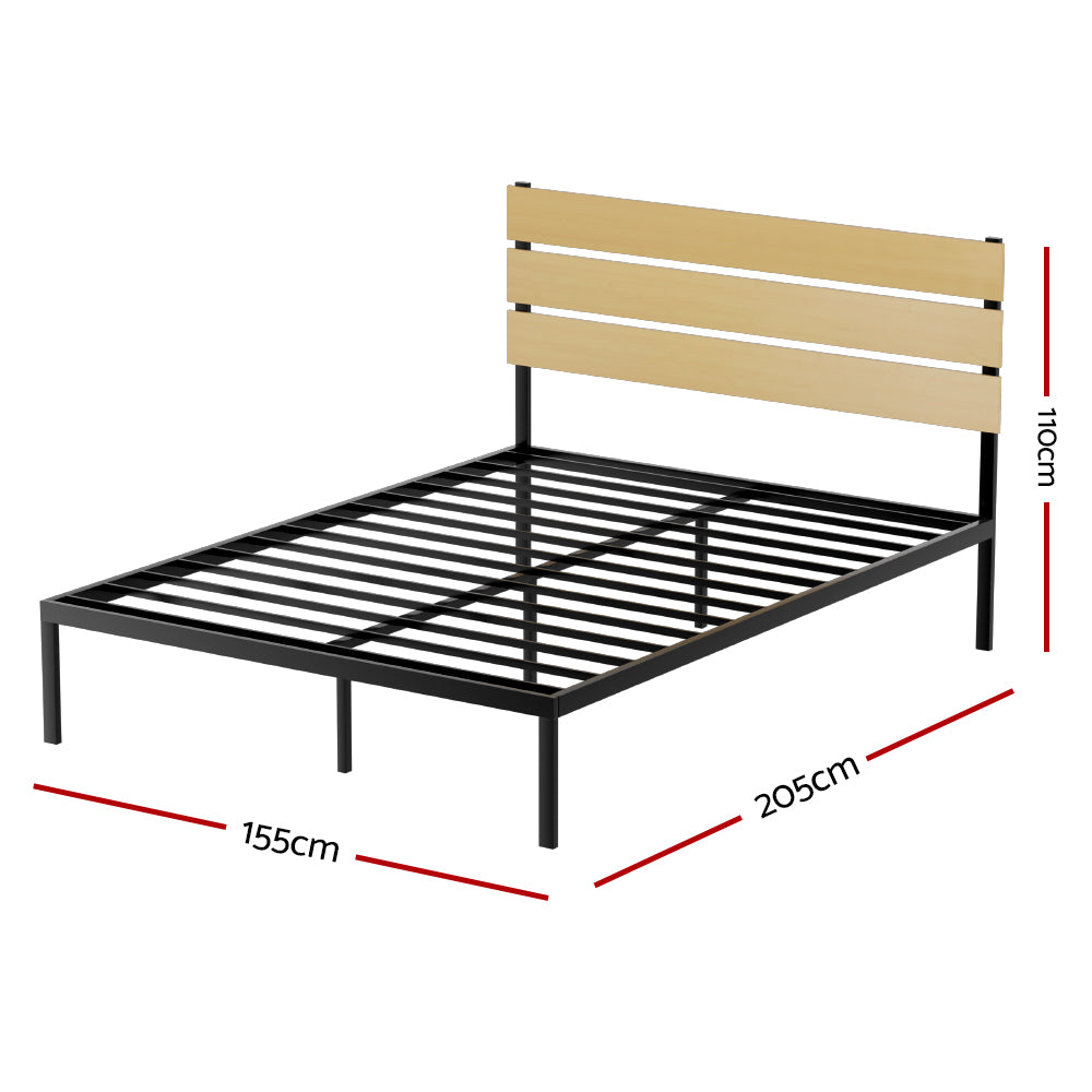 Artiss Bed Frame Queen Size Metal Base Mattress Platform Foundation Black PAULA - 0