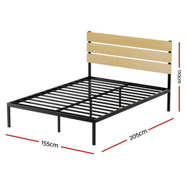 Artiss Bed Frame Queen Size Metal Base Mattress Platform Foundation Black PAULA - 0