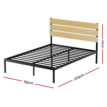 Artiss Bed Frame Queen Size Metal Base Mattress Platform Foundation Black PAULA - 0