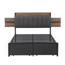 Artiss Metal Bed Frame Double Size with 2-Tier Hidden Storage with Charging Station-2