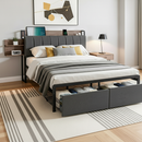 Artiss Metal Bed Frame Double Size with 2-Tier Hidden Storage with Charging Station-7
