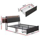 Artiss Metal Bed Frame King Size with 2-Tier Hidden Storage with Charging Station-1