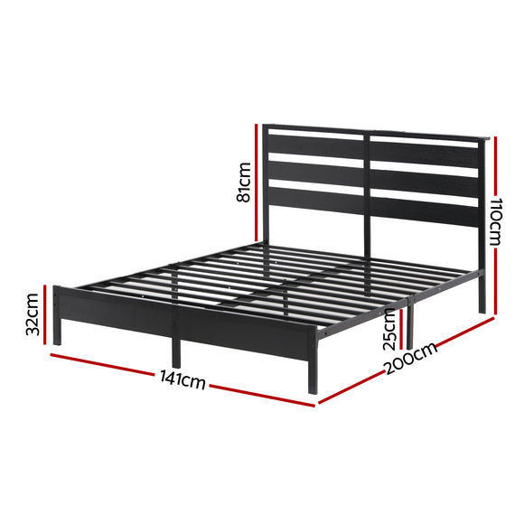 Artiss Bed Frame Double Size LED Metal Bed Base with Charging Station