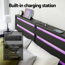 Artiss Bed Frame Double Size LED Metal Bed Base with Charging Station-6