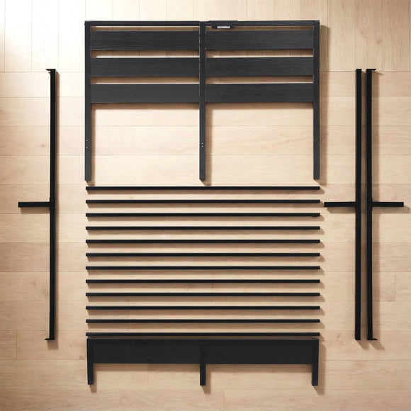 Artiss Bed Frame Double Size LED Metal Bed Base with Charging Station