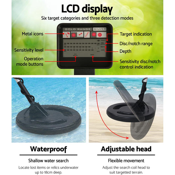 Metal Detector 180MM Deep Sensitive Water Resistant Treasure Hunter Gold Digger