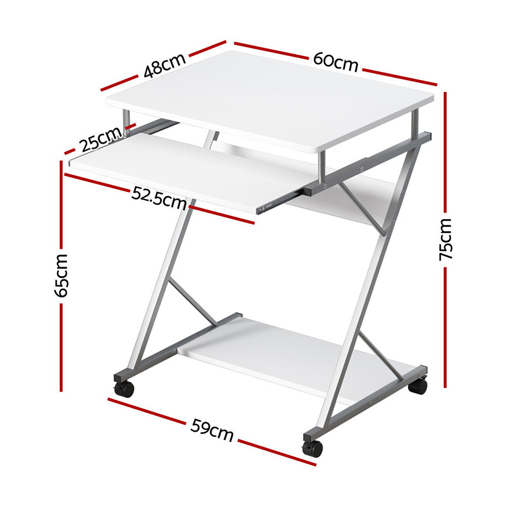 Artiss Computer Desk Keyboard Tray Shelf White 60CM - 0