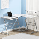 Artiss Computer Desk L-Shape Keyboard Tray Shelf White-8