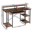 Artiss Computer Desk Laptop Desks Home Office Study Table Open Shelf Brown 120CM-2