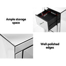 Artiss Bedside Table 3 Drawers Mirrored - QUENN Silver-5