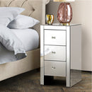 Artiss Bedside Table 3 Drawers Mirrored - QUENN Silver-8