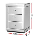 Artiss Set of 2 Bedside Table 3 Drawers Mirrored Glass - PRESIA Silver-2