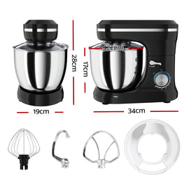 Devanti 3in1 Stand Mixer 8 Speed 5L Mix Master 400W Black - 0