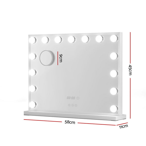 Embellir Makeup Mirror 58x45cm Hollywood Vanity with LED Light Tabletop White