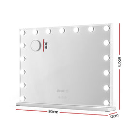 Embellir Makeup Mirror 80x60cm Hollywood Vanity with LED Light Tabletop White - 0